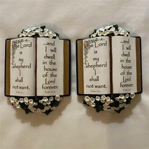 Set Of 2 Life Symbols 23Rd Psalms Design Hand Painted Wall Decor: The Lord Is My